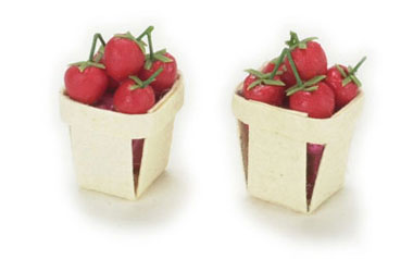 Dollhouse Miniature Tomato Basket, 2Pc